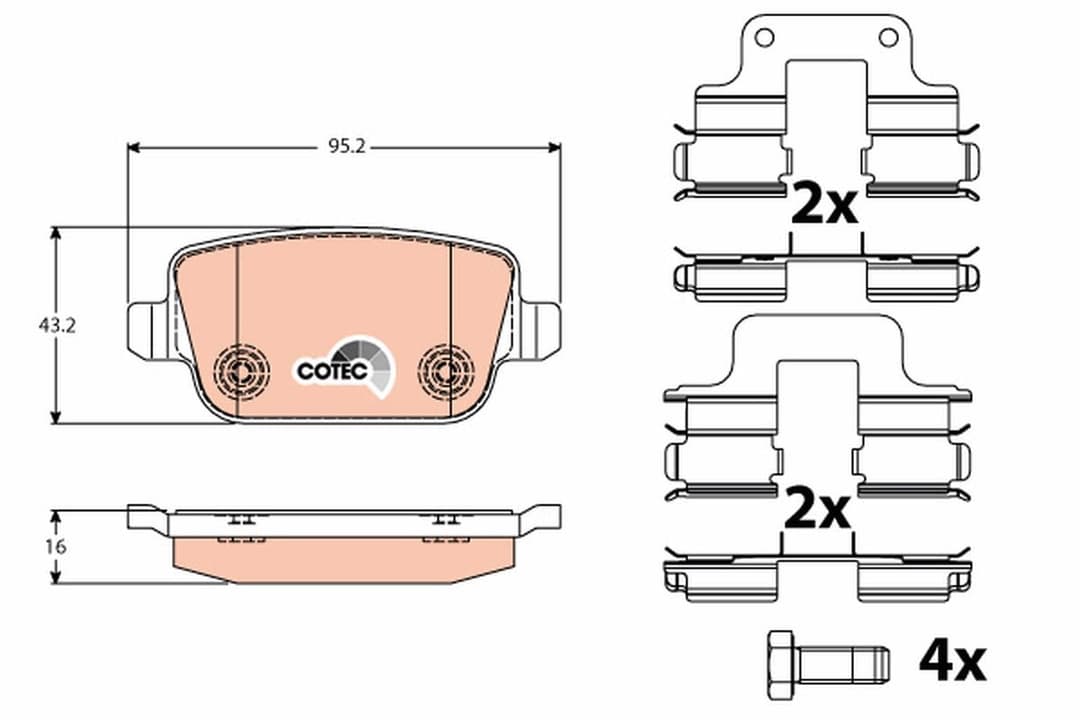 set placute frana,frana disc TRW COTEC GDB1709