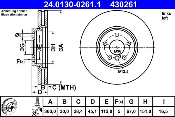 Disc frana ATE 24.0130-0261.1