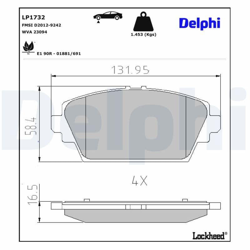 set placute frana,frana disc DELPHI LP1732