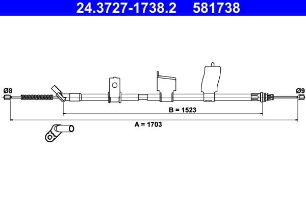 Cablu, frana de parcare ATE 24.3727-1738.2