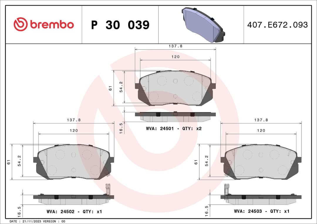 set placute frana,frana disc BREMBO PRIME LINE P 30 039