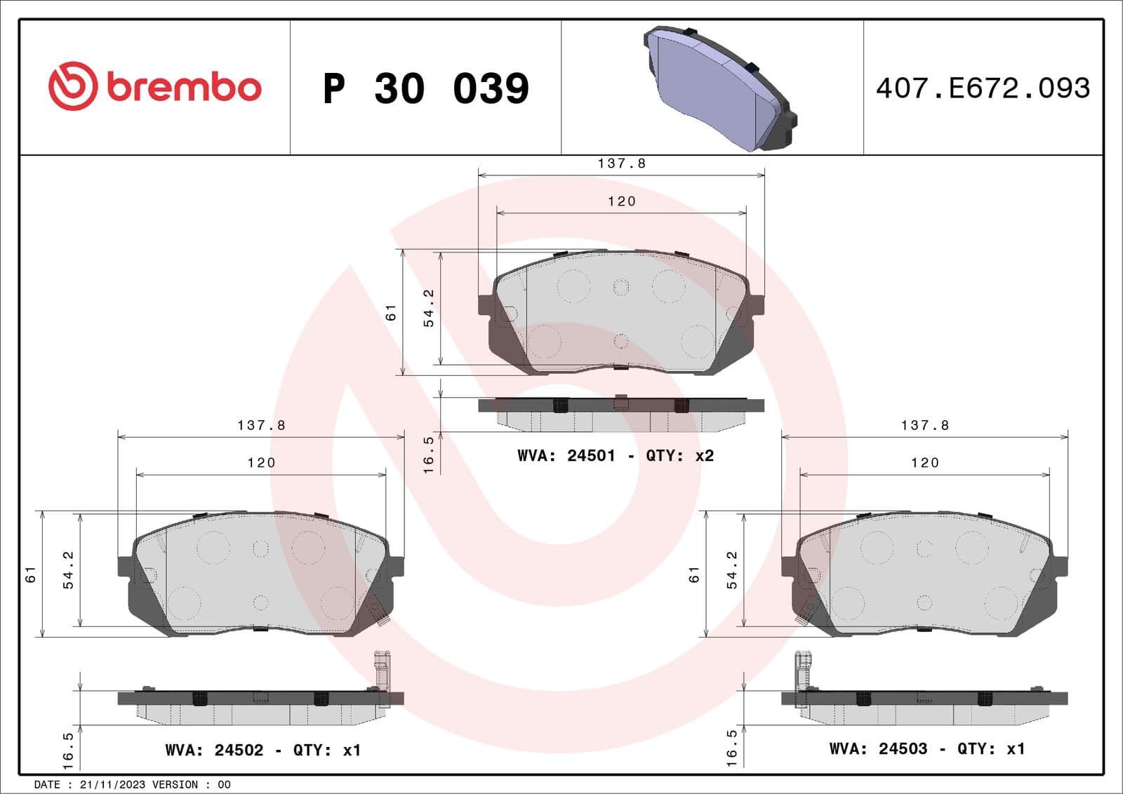 set placute frana,frana disc BREMBO PRIME LINE P 30 039