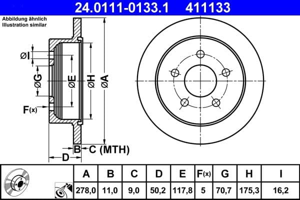 Disc frana ATE 24.0111-0133.1