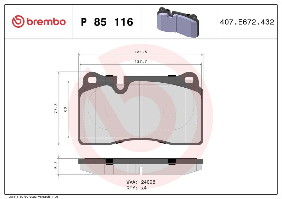 set placute frana,frana disc BREMBO PRIME LINE P 85 116