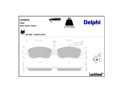 set placute frana,frana disc DELPHI LP2024