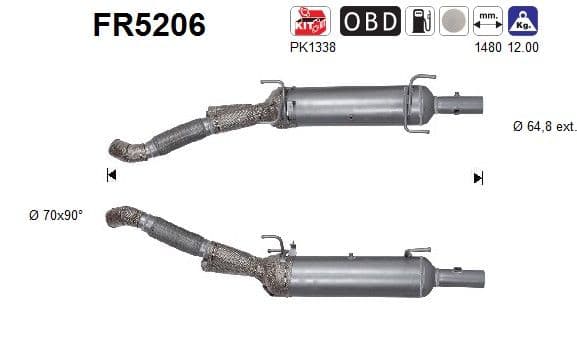 Filtru funingine/particule, sist.de esapament AS FR5206