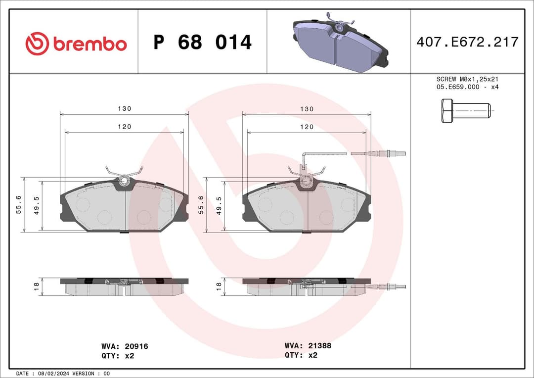 set placute frana,frana disc BREMBO P 68 014