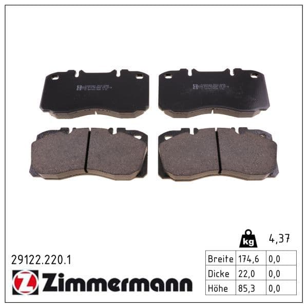 set placute frana,frana disc ZIMMERMANN 29122.220.1