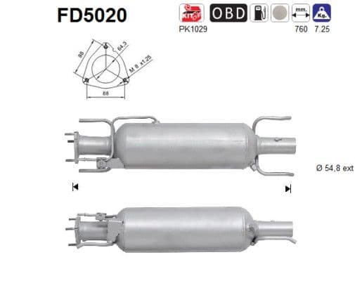 Filtru funingine/particule, sist.de esapament AS FD5020
