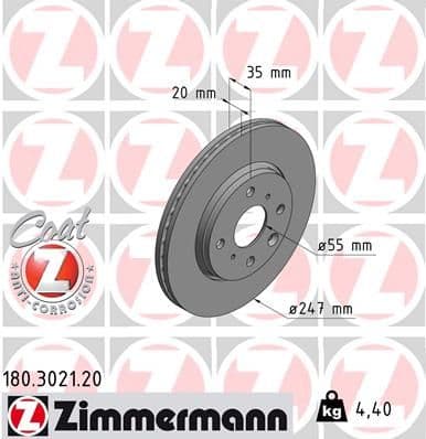 Disc frana ZIMMERMANN 180.3021.20