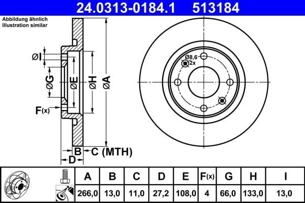 Disc frana ATE 24.0313-0184.1
