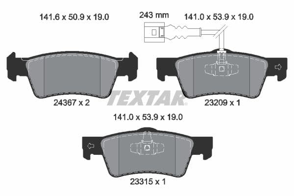 set placute frana,frana disc TEXTAR Q+ 2436704