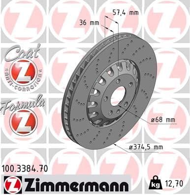Disc frana ZIMMERMANN FORMULA Z 100.3384.70