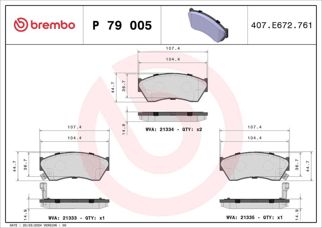 set placute frana,frana disc BREMBO P 79 005