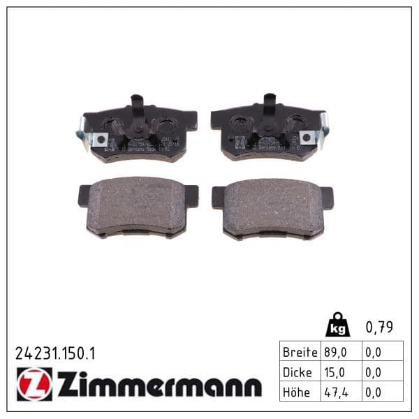 set placute frana,frana disc ZIMMERMANN 24231.150.1