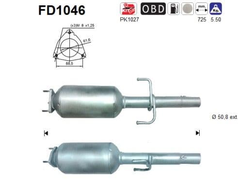 Filtru funingine/particule, sist.de esapament AS FD1046