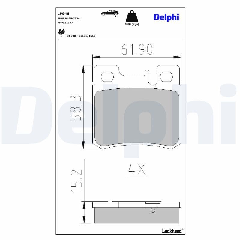set placute frana,frana disc DELPHI LP946