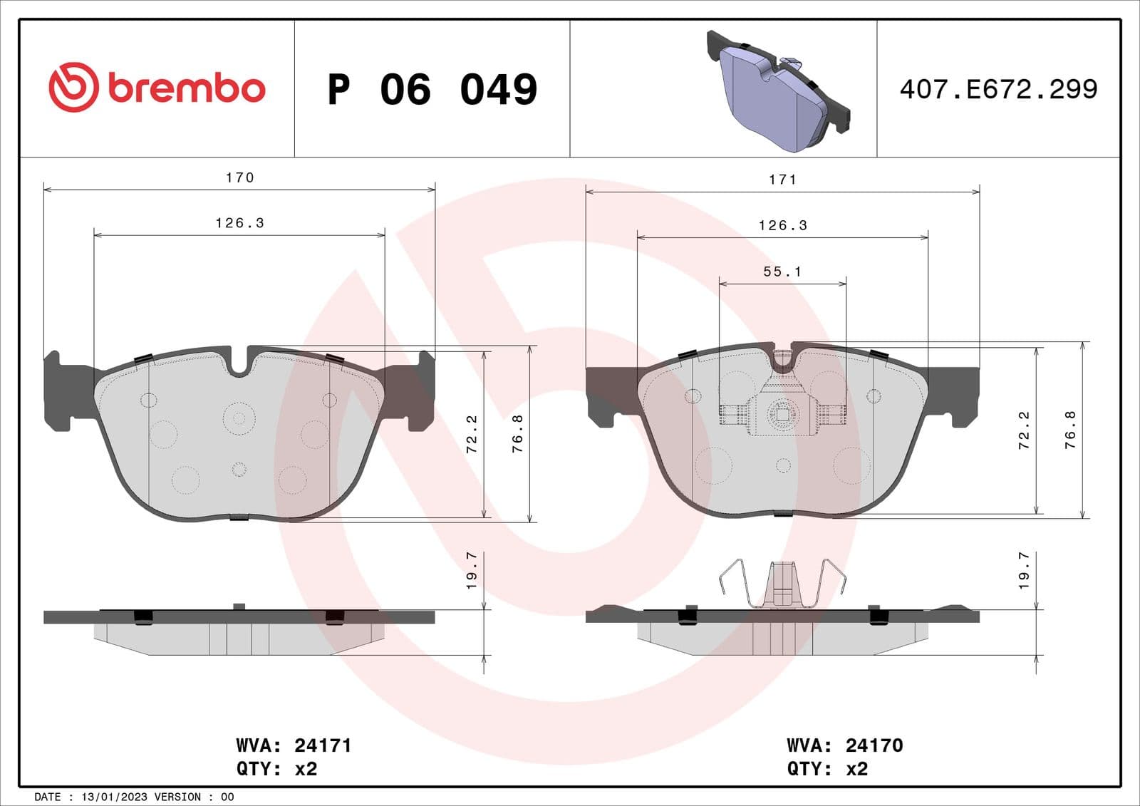 set placute frana,frana disc BREMBO PRIME LINE P 06 049