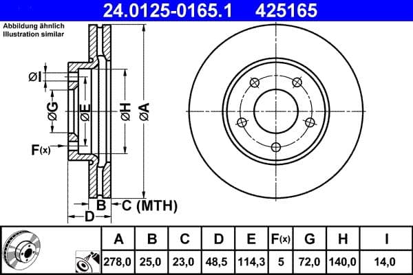 Disc frana ATE 24.0125-0165.1