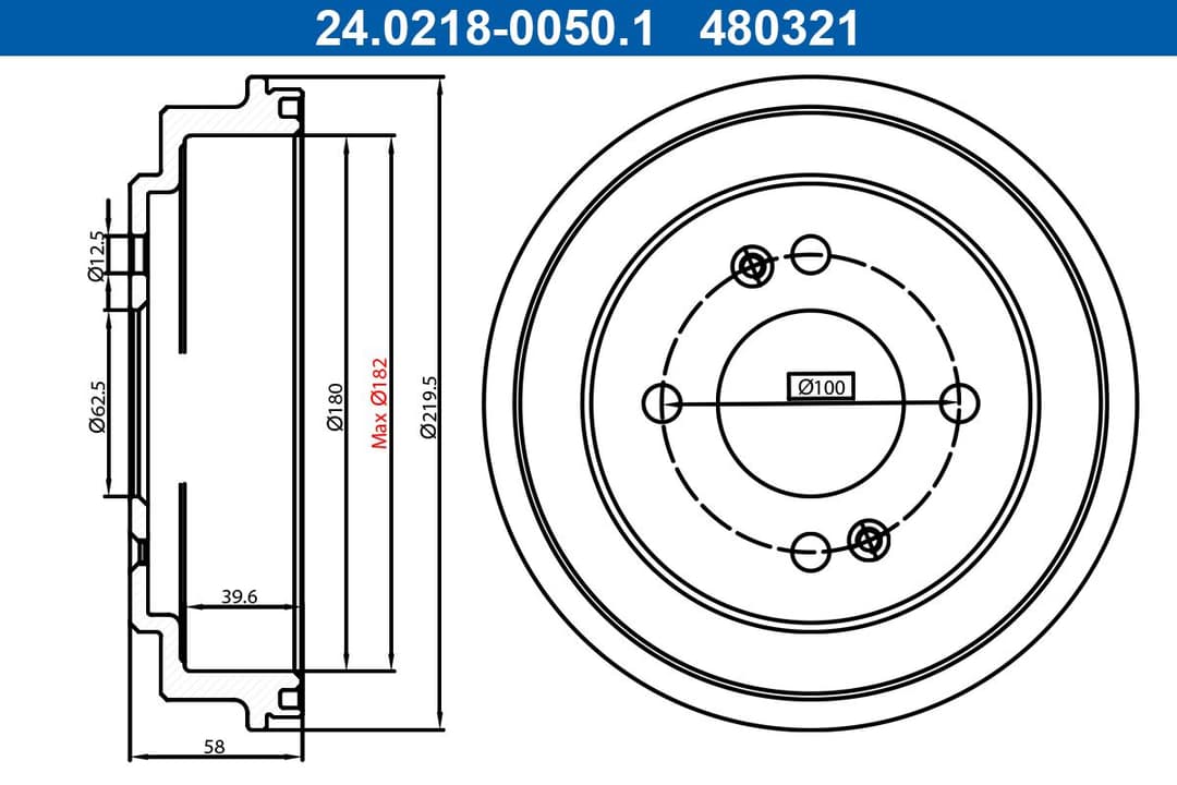 Tambur frana ATE 24.0218-0050.1