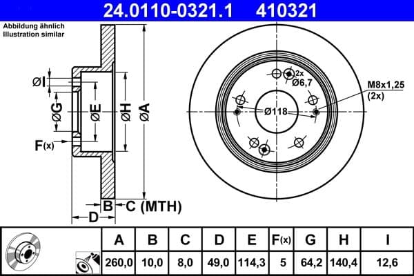 Disc frana ATE 24.0110-0321.1