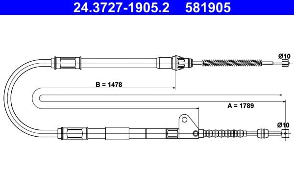 Cablu, frana de parcare ATE 24.3727-1905.2