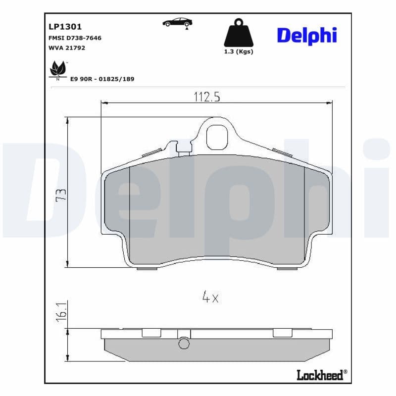 set placute frana,frana disc DELPHI LP1301