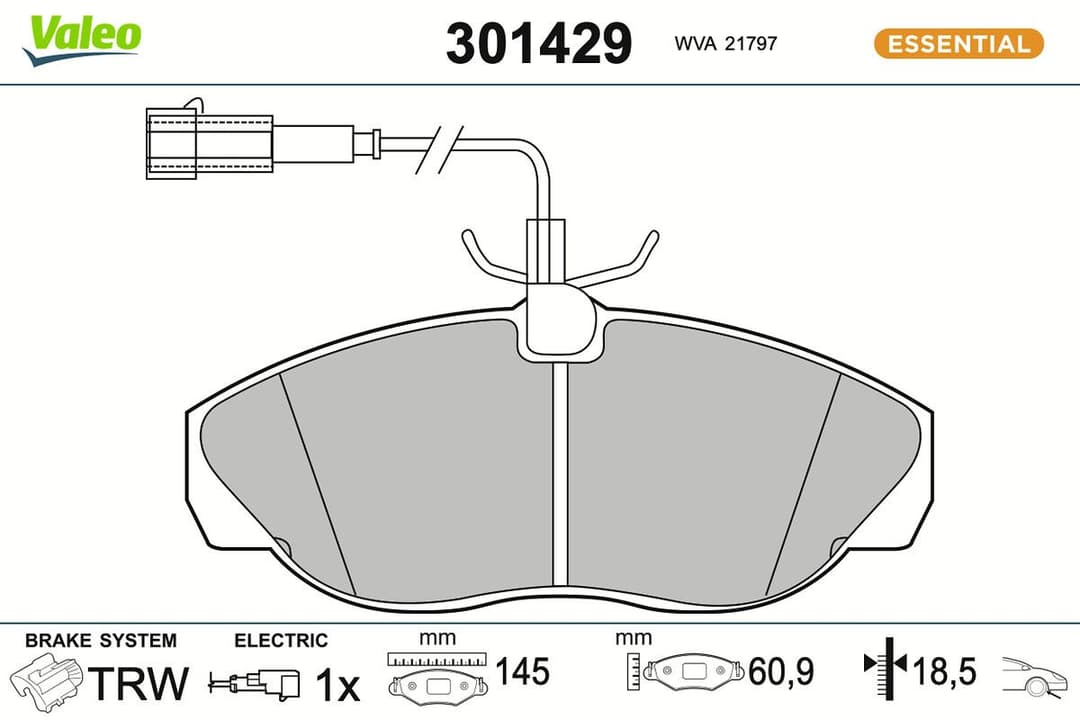 set placute frana,frana disc VALEO ESSENTIAL 301429