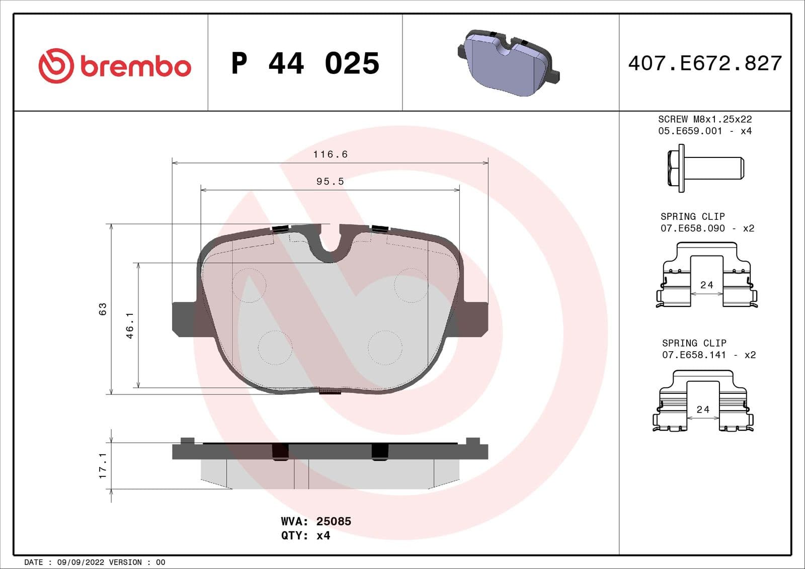 set placute frana,frana disc BREMBO PRIME LINE P 44 025