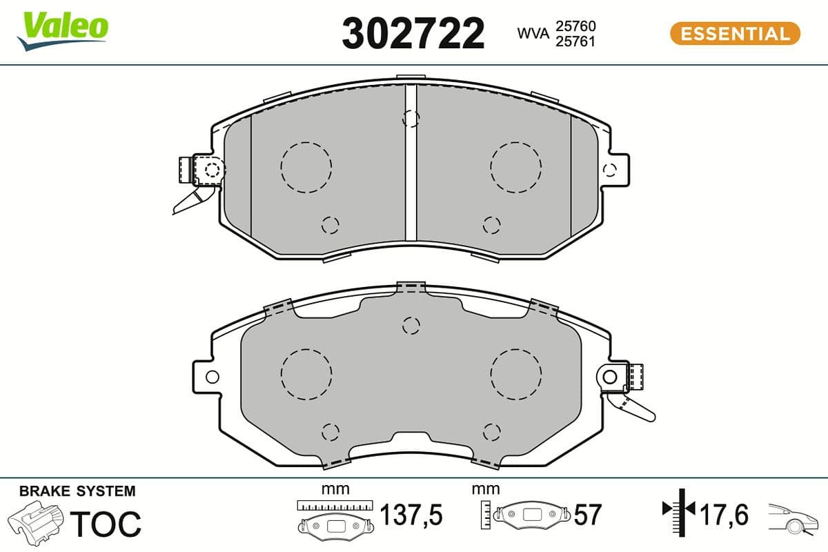 set placute frana,frana disc VALEO ESSENTIAL 302722