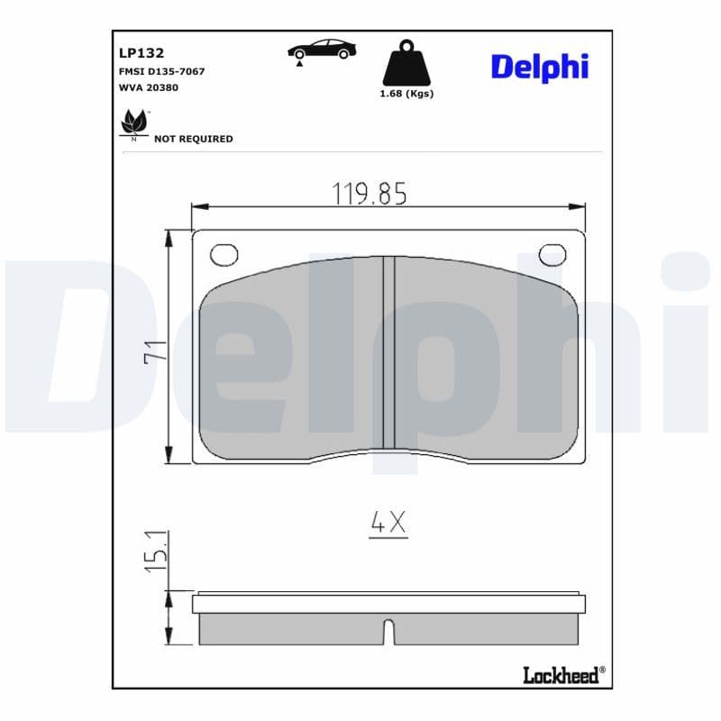 set placute frana,frana disc DELPHI LP132