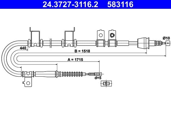 Cablu, frana de parcare ATE 24.3727-3116.2