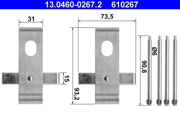 Set accesorii, placute frana ATE 13.0460-0267.2