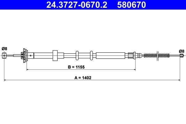 Cablu, frana de parcare ATE 24.3727-0670.2