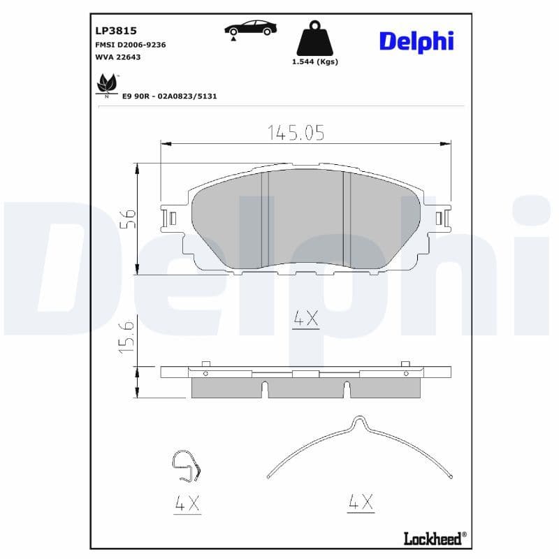 set placute frana,frana disc DELPHI LP3815
