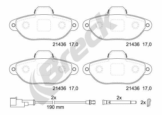 set placute frana,frana disc BRECK 21436 00 702 10