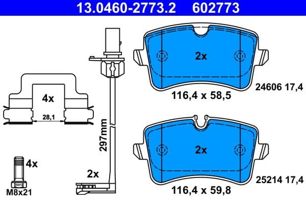 set placute frana,frana disc ATE 13.0460-2773.2
