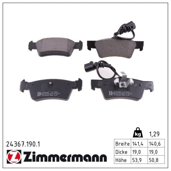 set placute frana,frana disc ZIMMERMANN 24367.190.1