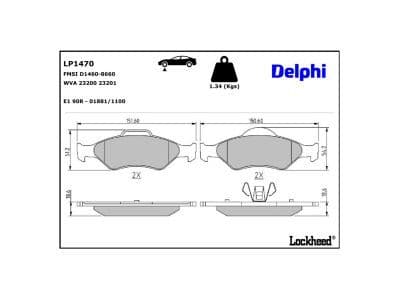 set placute frana,frana disc DELPHI LP1470