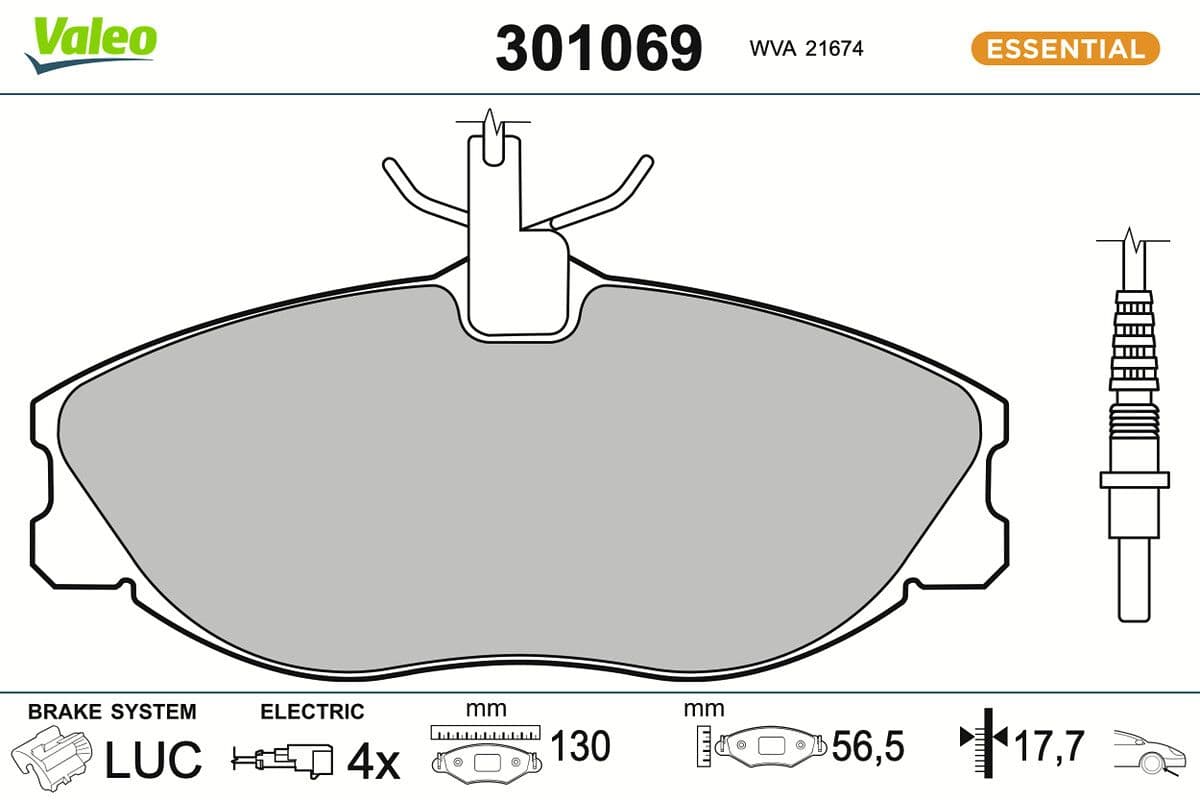 set placute frana,frana disc VALEO ESSENTIAL 301069