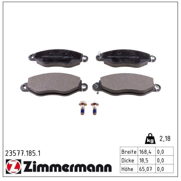 set placute frana,frana disc ZIMMERMANN 23577.185.1
