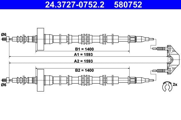 Cablu, frana de parcare ATE 24.3727-0752.2