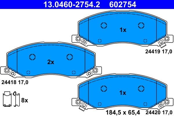 set placute frana,frana disc ATE 13.0460-2754.2