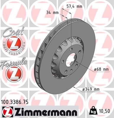Disc frana ZIMMERMANN FORMULA Z 100.3386.75