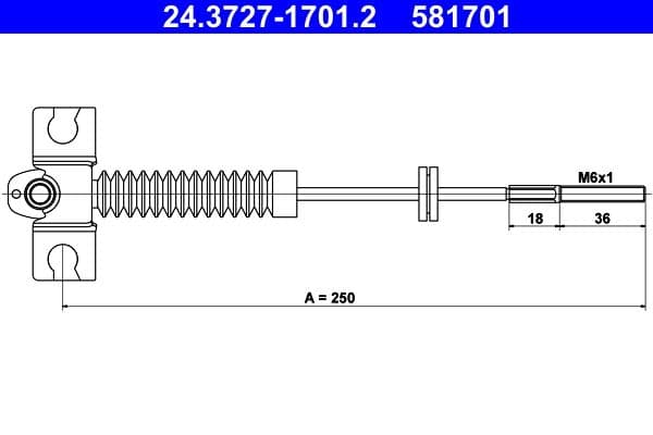 Cablu, frana de parcare ATE 24.3727-1701.2