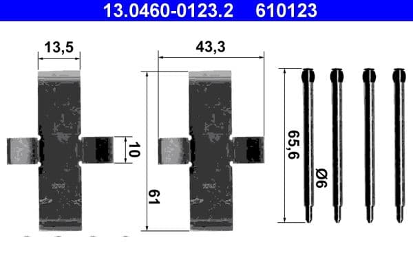 Set accesorii, placute frana ATE 13.0460-0123.2