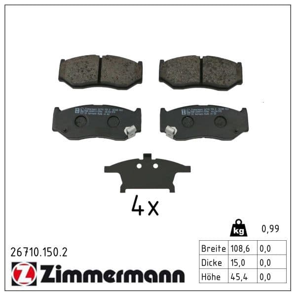 set placute frana,frana disc ZIMMERMANN 26710.150.2