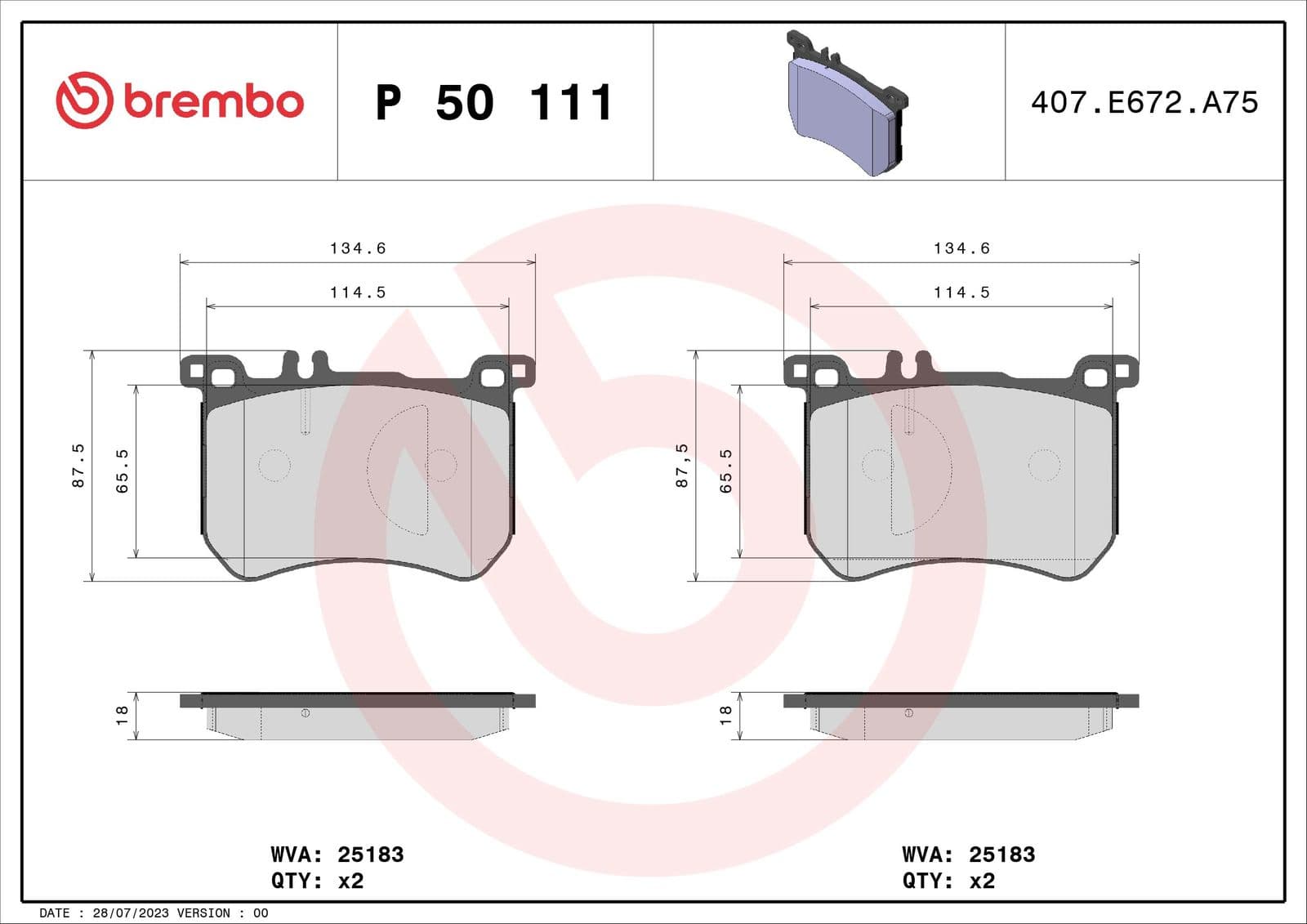 set placute frana,frana disc BREMBO PRIME LINE P 50 111