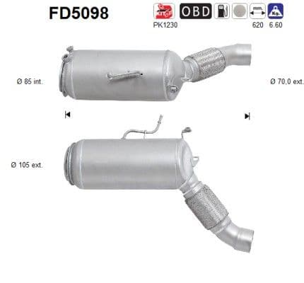 Filtru funingine/particule, sist.de esapament AS FD5098