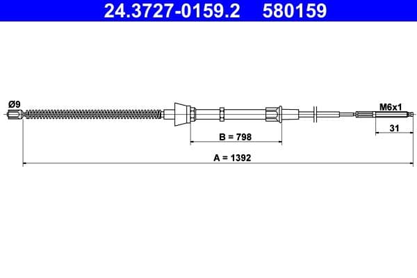 Cablu, frana de parcare ATE 24.3727-0159.2